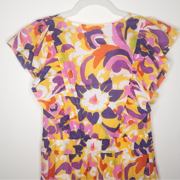 J. Crew Collection Ruffle-Sleeve Midi Dress in Curly Floral Pattern - Picture 9 of 14